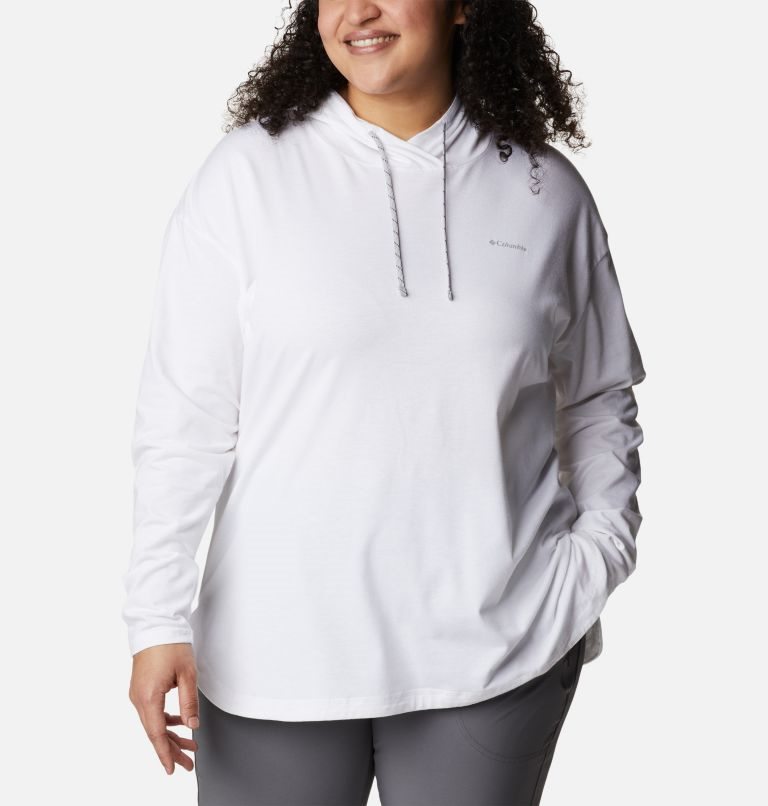 Women's Columbia Sun Trek Pullover Hoodie White | Plus Size CA-S3A64